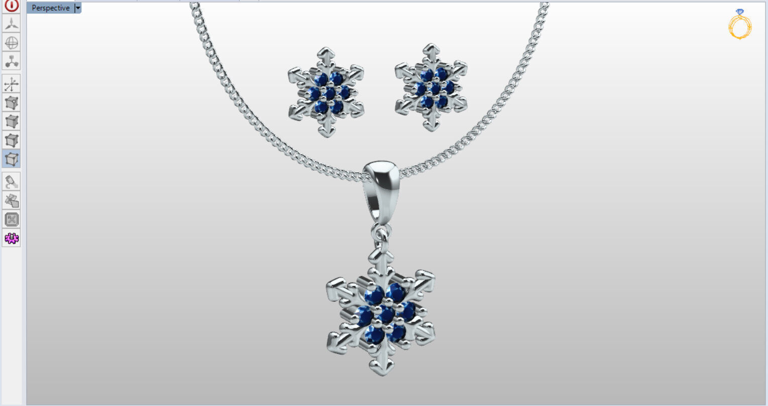 snow half set jewelry  3D print model_1