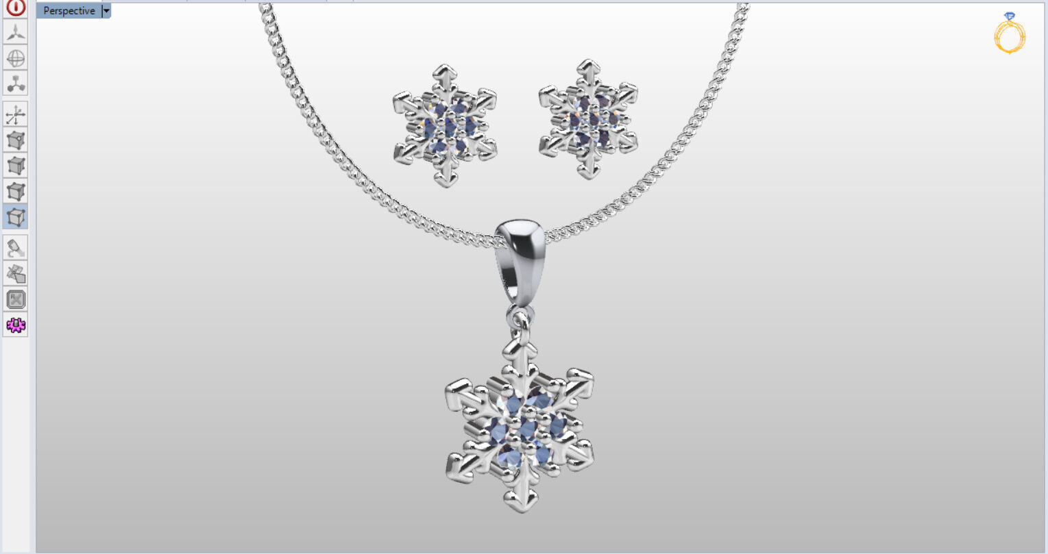 snow half set jewelry  3D print model_2