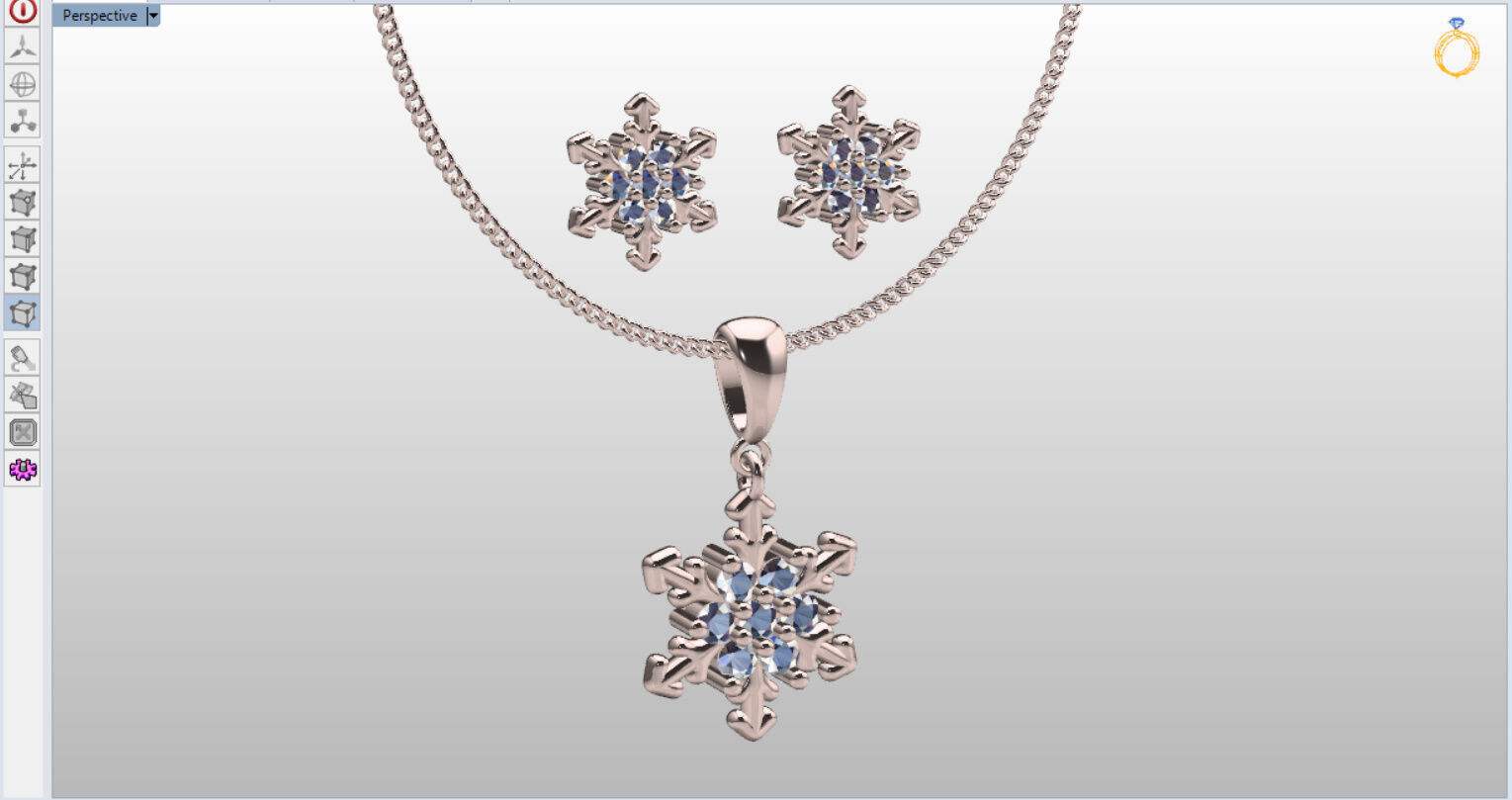 snow half set jewelry  3D print model_3