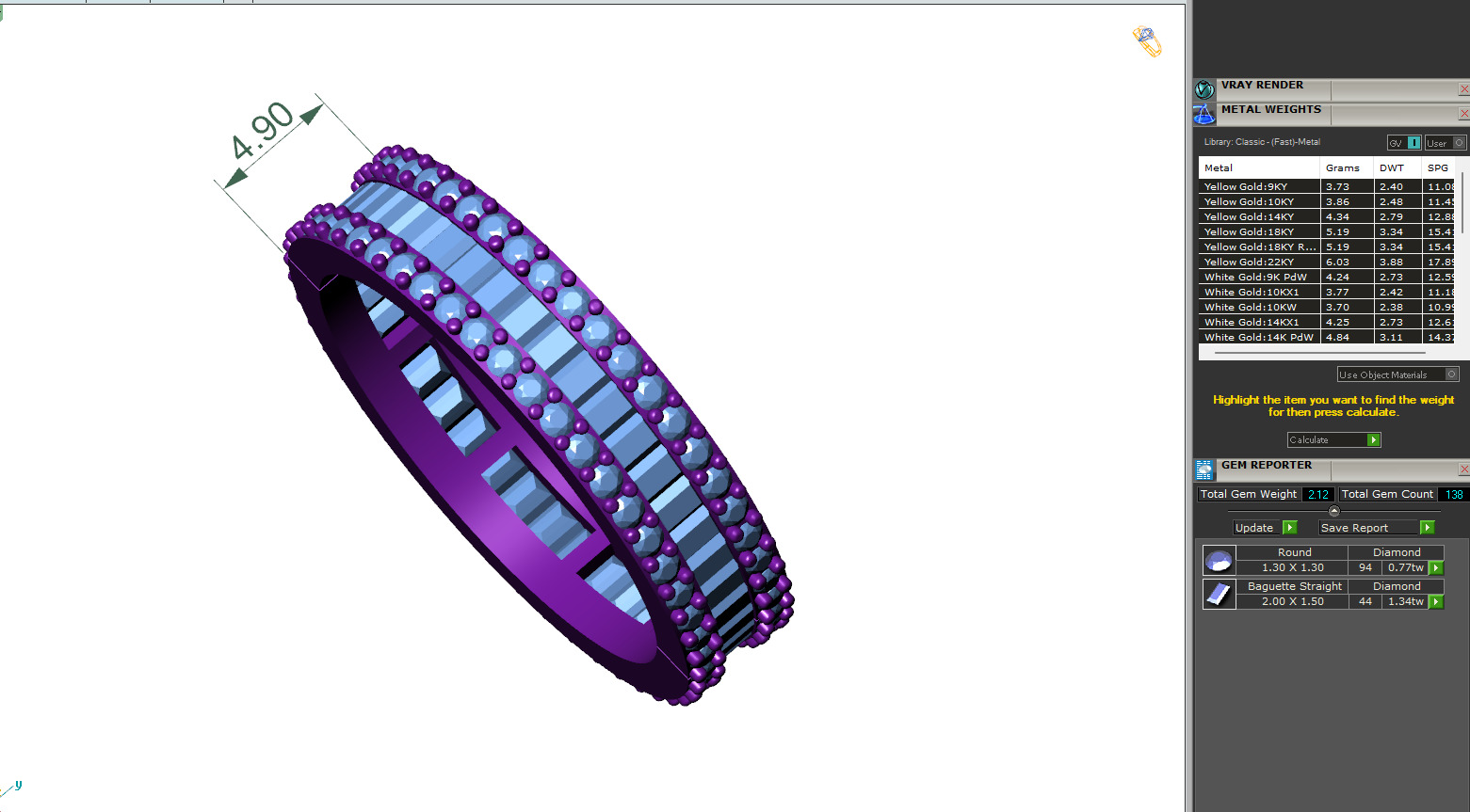 Custom Baguette Single Row Eternity Band-Baguette Eternity Band 3D print model_6