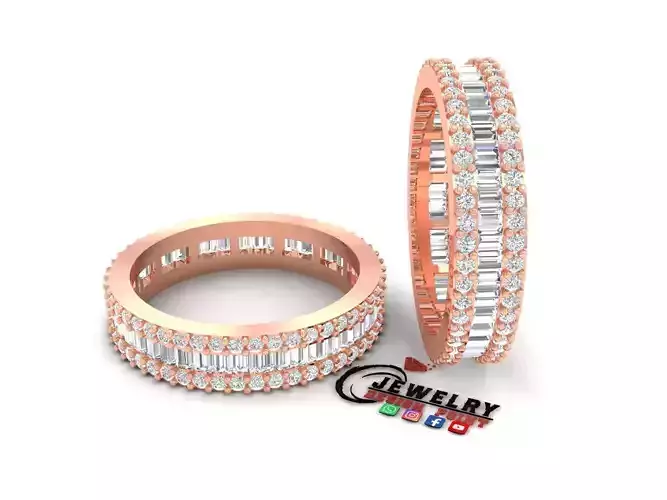 Custom Baguette Single Row Eternity Band-Baguette Eternity Band