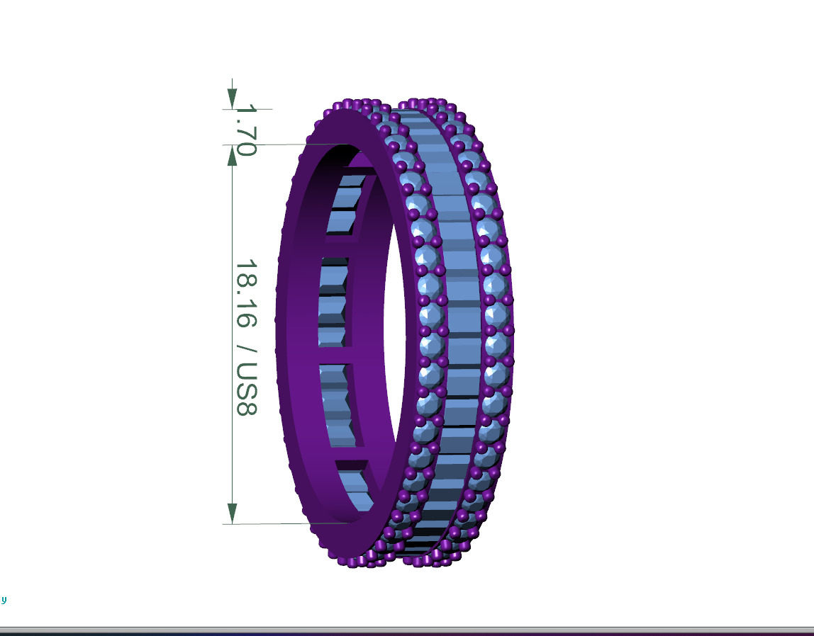 Custom Baguette Single Row Eternity Band-Baguette Eternity Band 3D print model_7