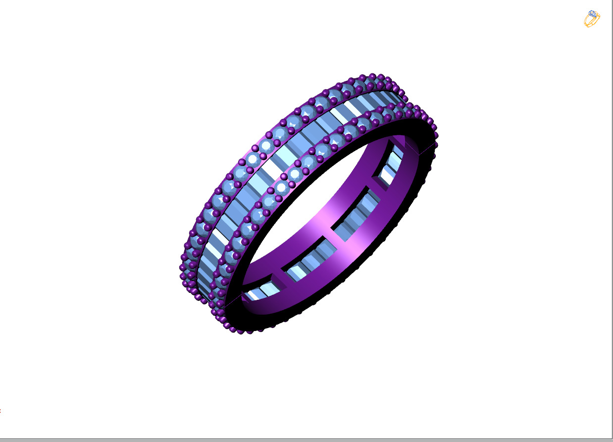 Custom Baguette Single Row Eternity Band-Baguette Eternity Band 3D print model_8