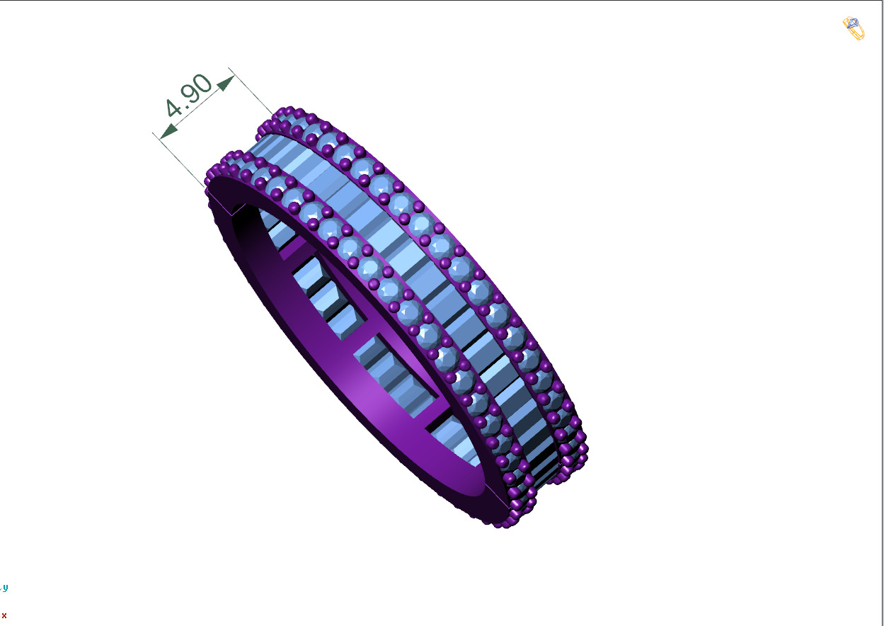 Custom Baguette Single Row Eternity Band-Baguette Eternity Band 3D print model_4