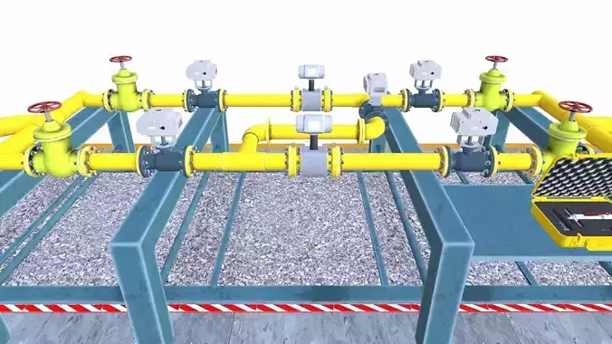 Oil Heating and pumping skid Low-poly 3D model