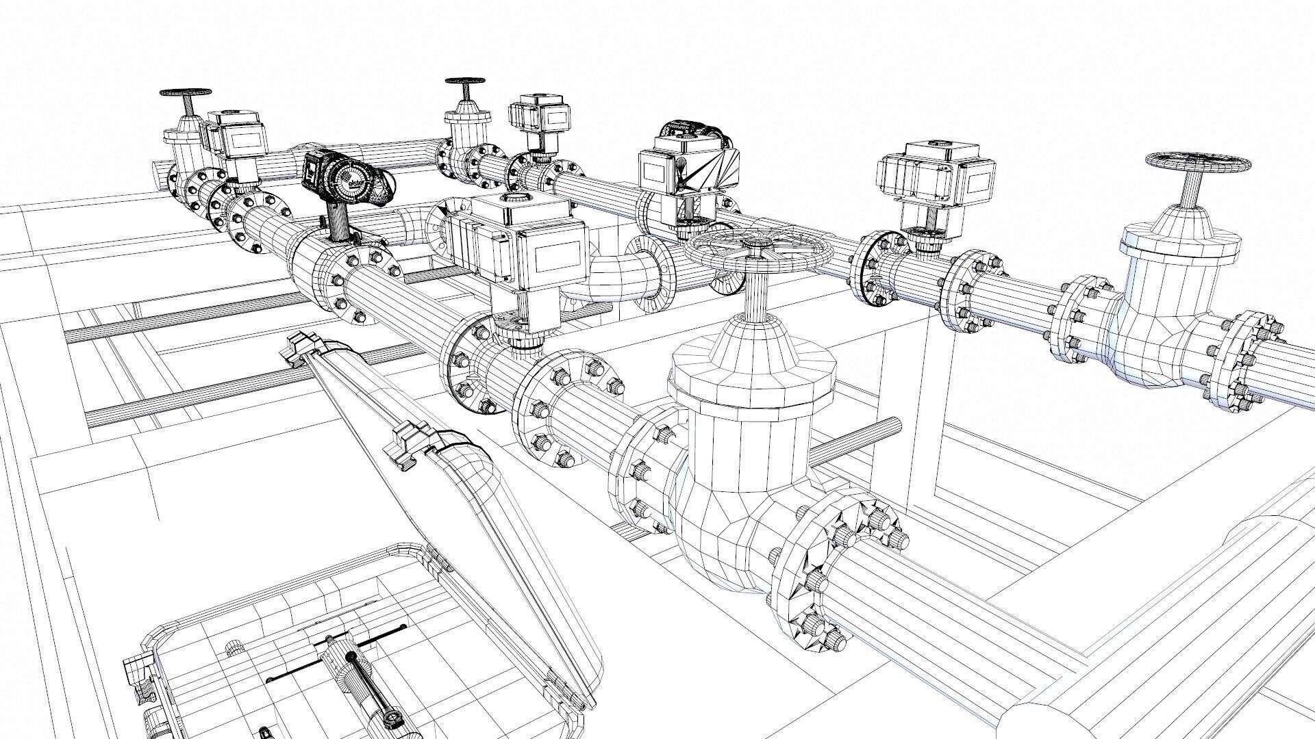 Oil Heating and pumping skid Low-poly 3D model_19