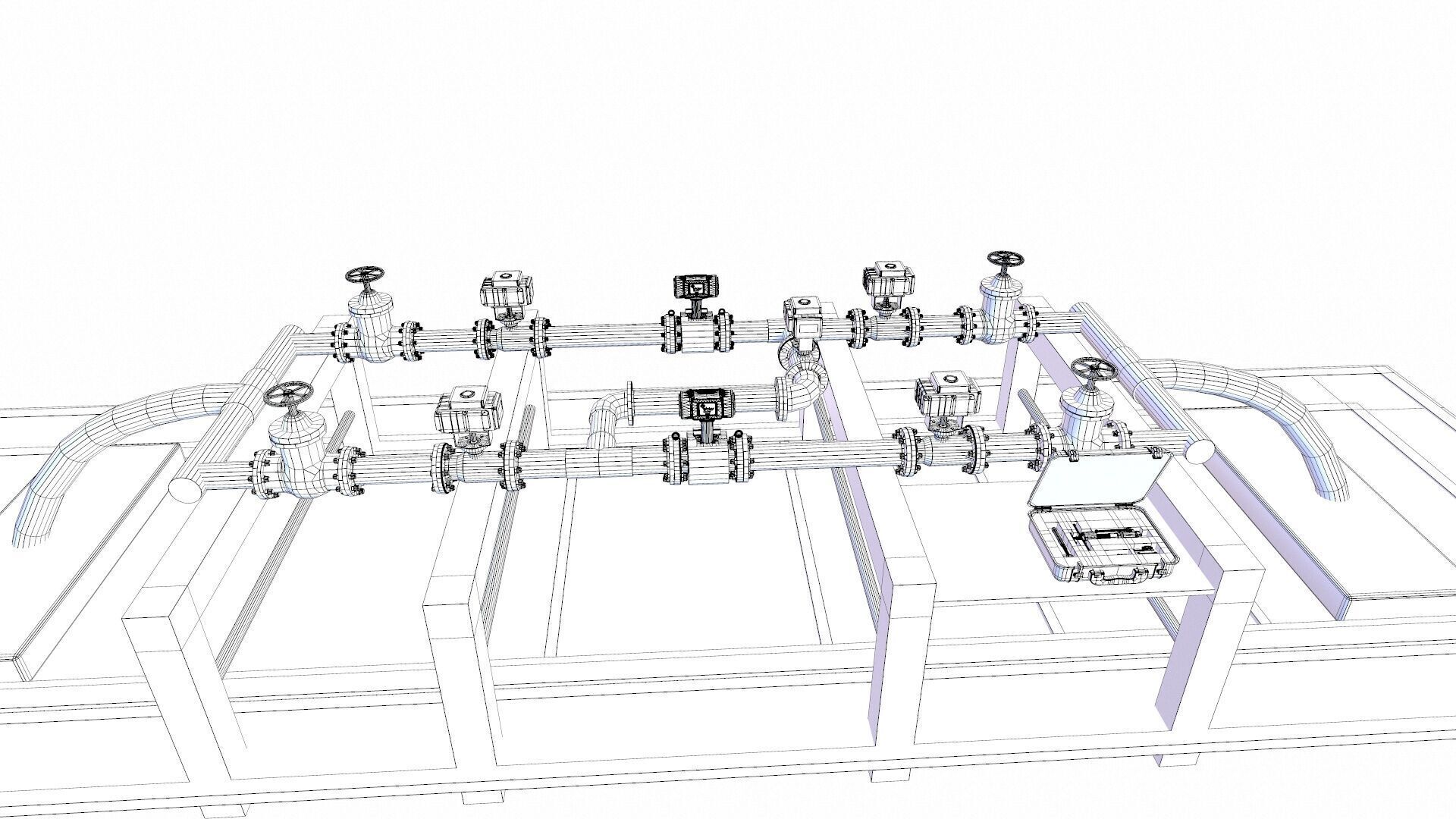 Oil Heating and pumping skid Low-poly 3D model_12