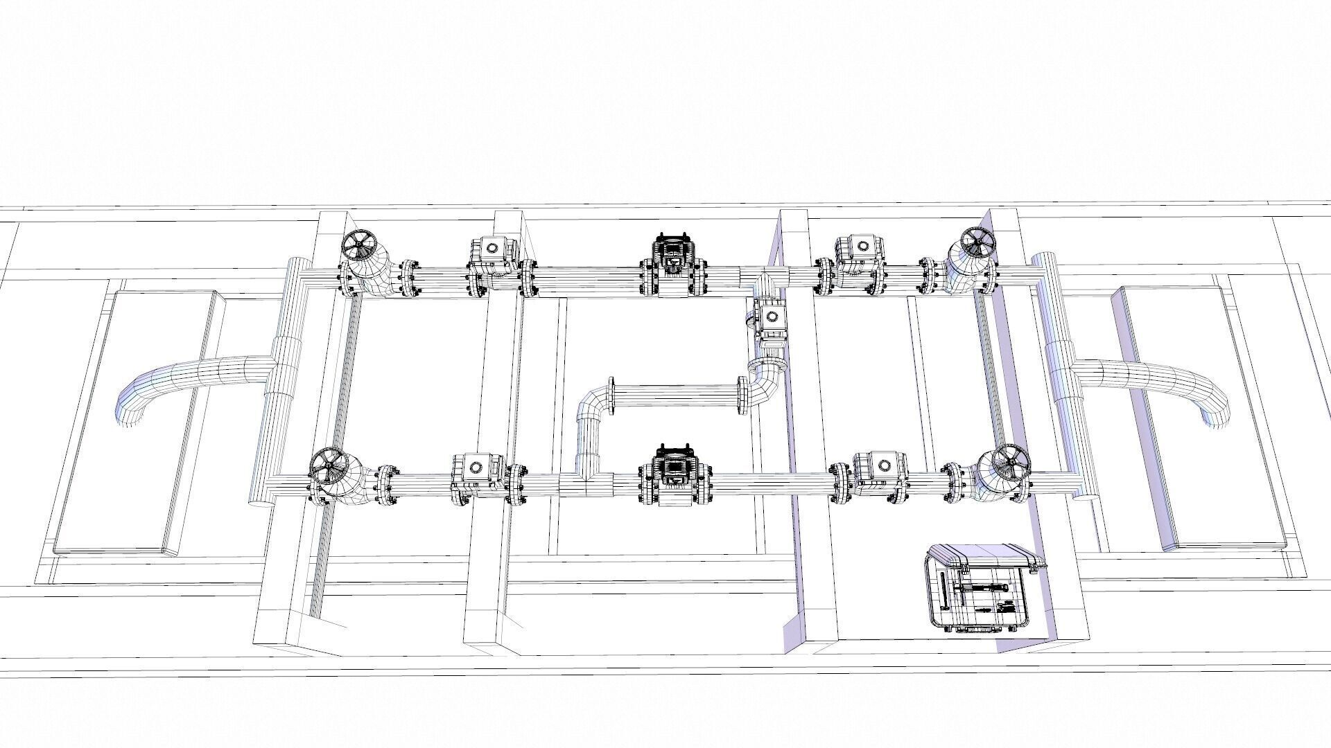 Oil Heating and pumping skid Low-poly 3D model_14