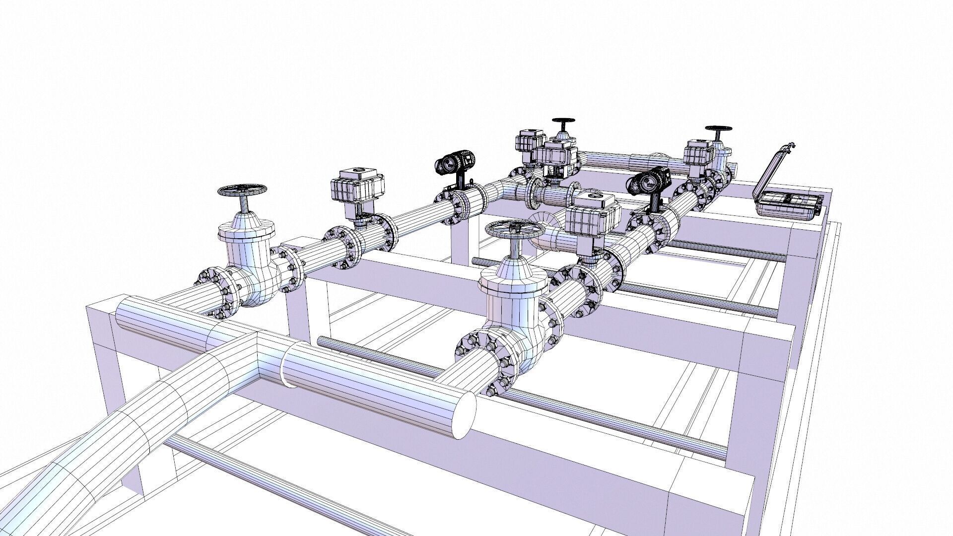 Oil Heating and pumping skid Low-poly 3D model_11