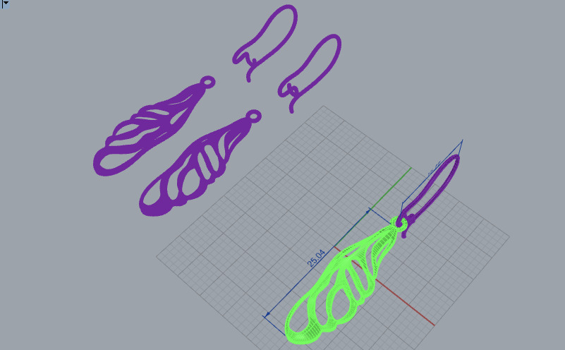 3d printing earring leaf printable 3dmodel STL and 3dm 3D print model_12