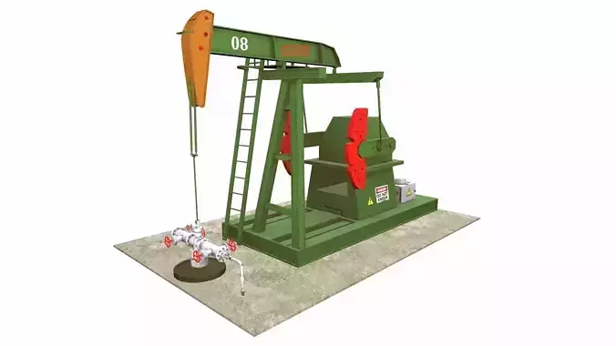Oil Pumpjack Rigged for Cinema 4D Low-poly 3D model