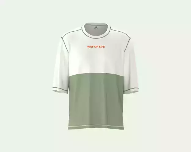 Mens cut and sew t-shirt with overlock stitch detailing 3D model