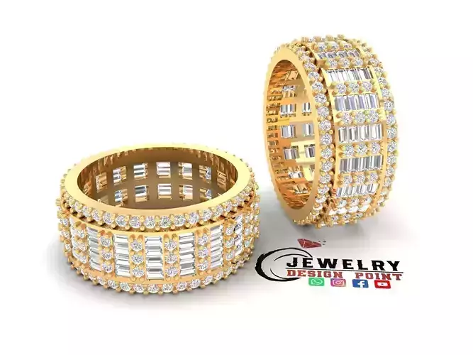 Custom Round w Baguette Eternity Band-Baguette Band