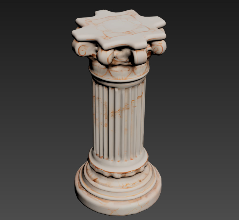 Ancient Roman Column High Quality with PBR Textures Shaders 3D model_2