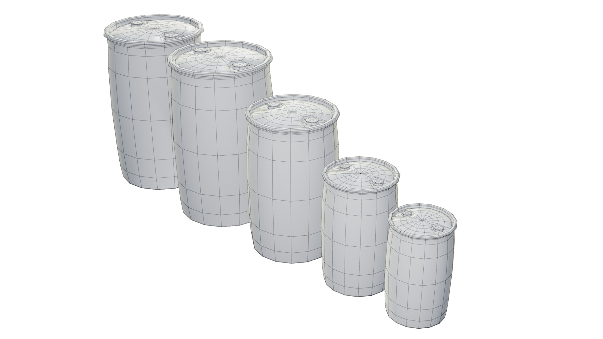 Plastic Tight Head Drum Collection Low-poly 3D model_7