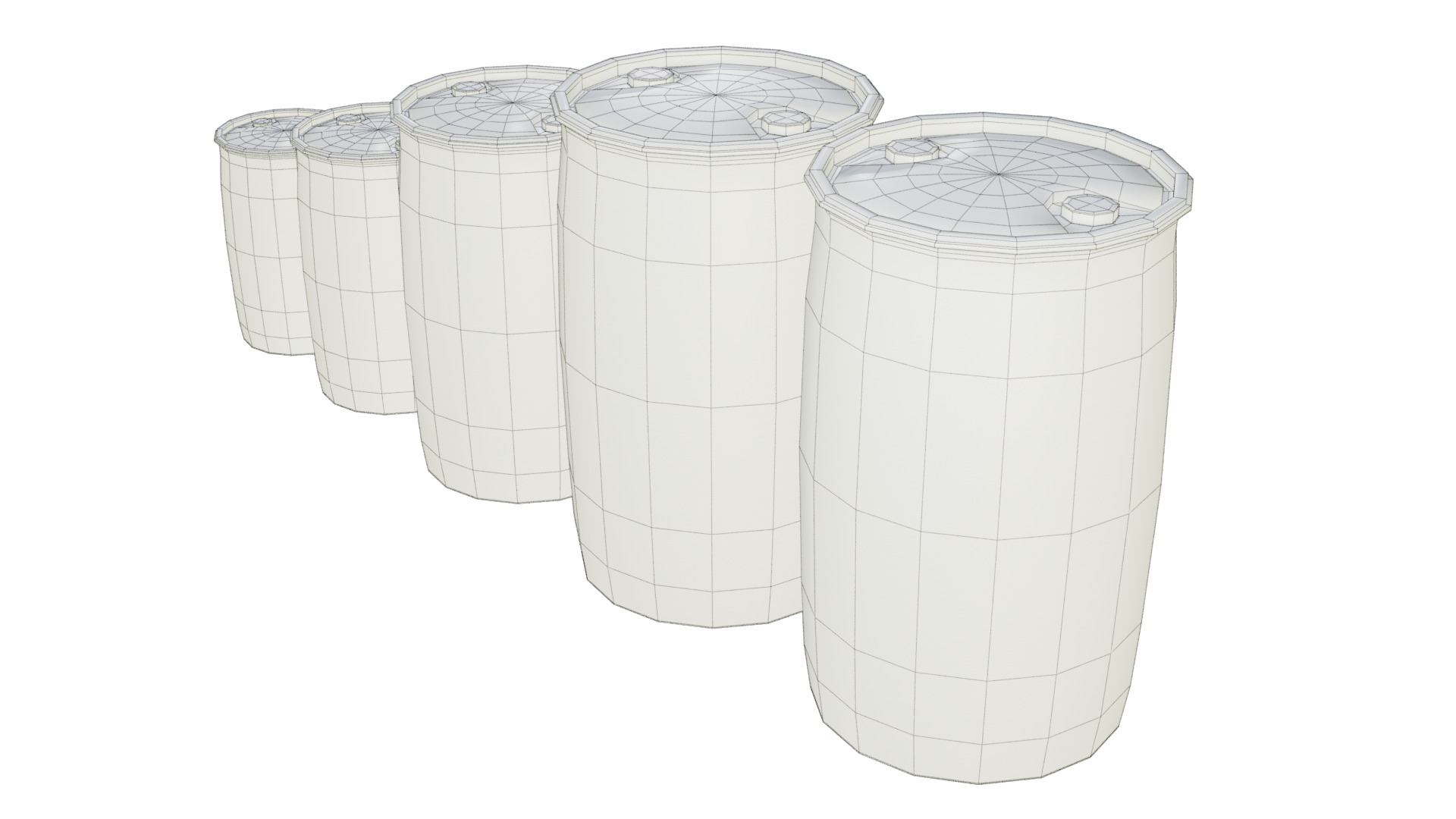 Plastic Tight Head Drum Collection Low-poly 3D model_6