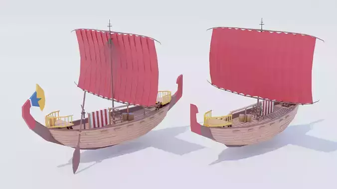 Egypt Boat Big Low Poly