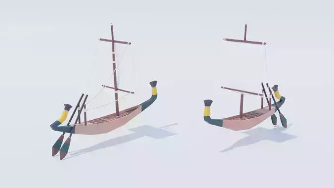 Egypt Boat Small Low Poly