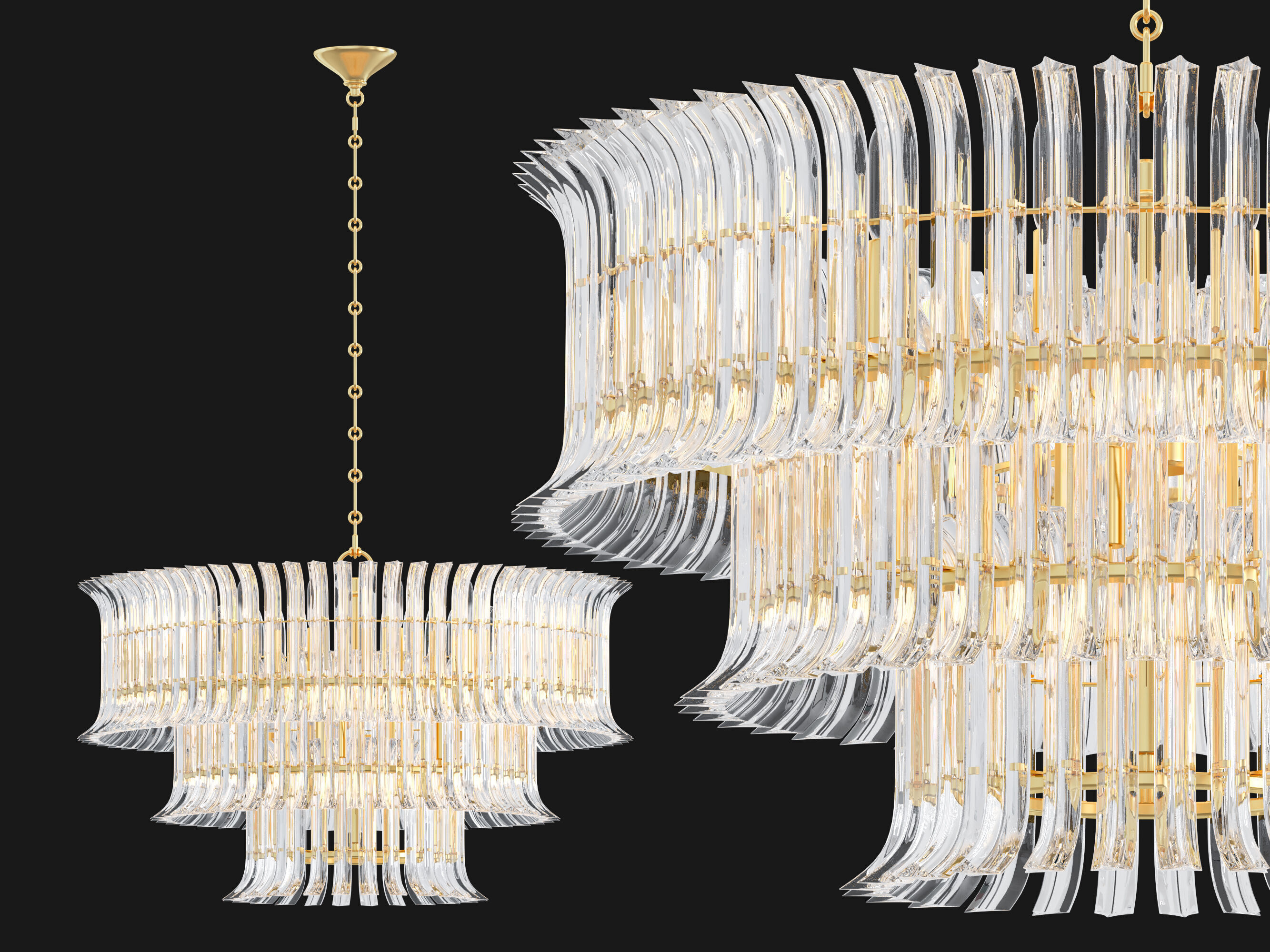 Rhine Three Tier Chandelier 3D model_1