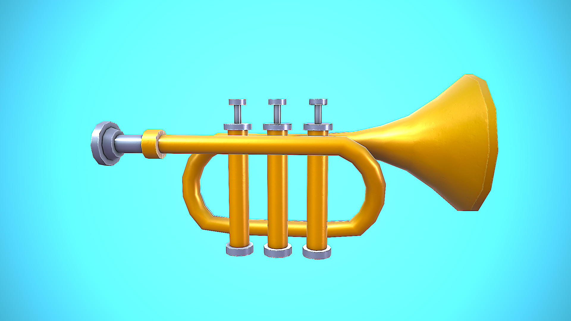 TRUMPET CARTOON STYLIZED REALISTIC Low-poly 3D model_7