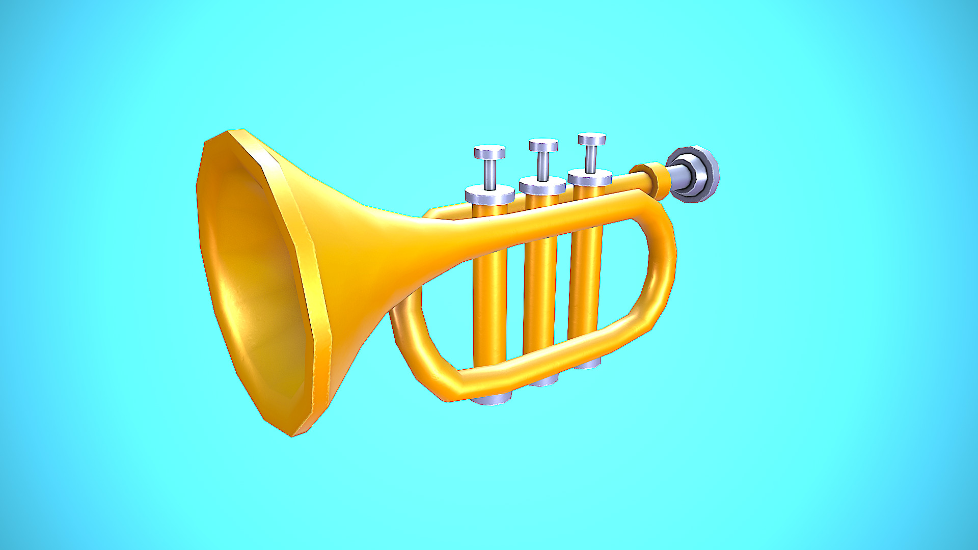 TRUMPET CARTOON STYLIZED REALISTIC Low-poly 3D model_11