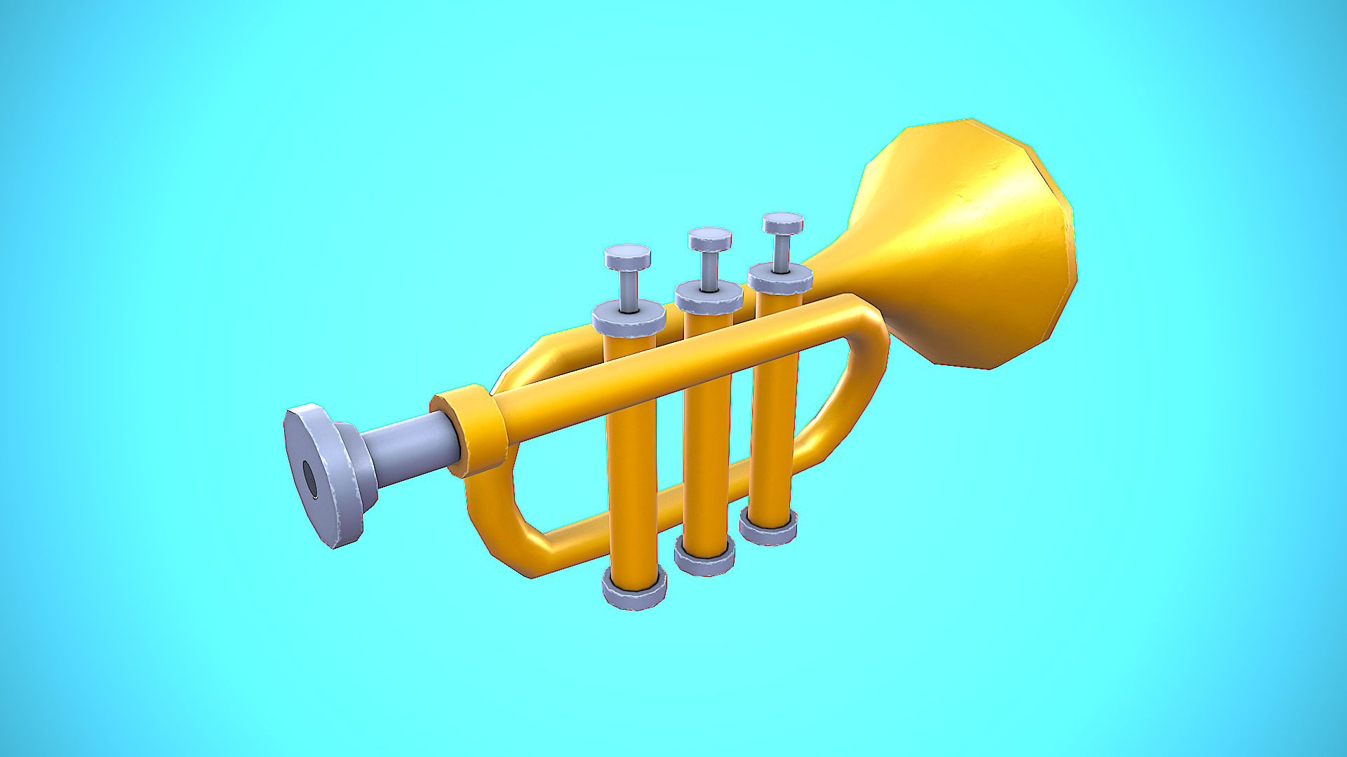 TRUMPET CARTOON STYLIZED REALISTIC Low-poly 3D model_8