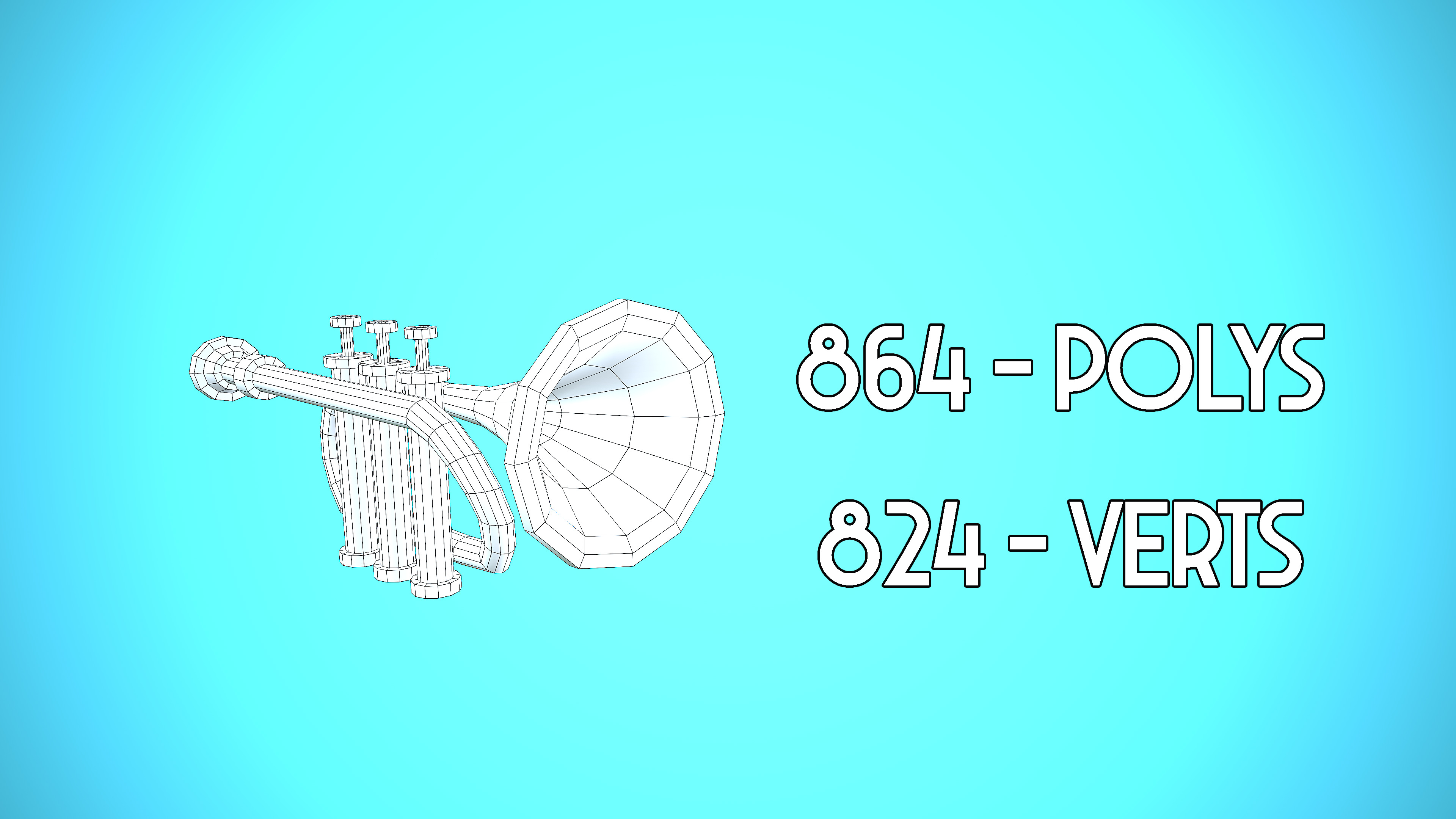 TRUMPET CARTOON STYLIZED REALISTIC Low-poly 3D model_2