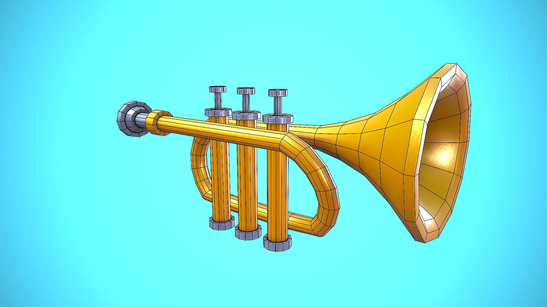 TRUMPET CARTOON STYLIZED REALISTIC Low-poly 3D model_6