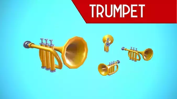 TRUMPET CARTOON STYLIZED REALISTIC Low-poly 3D model