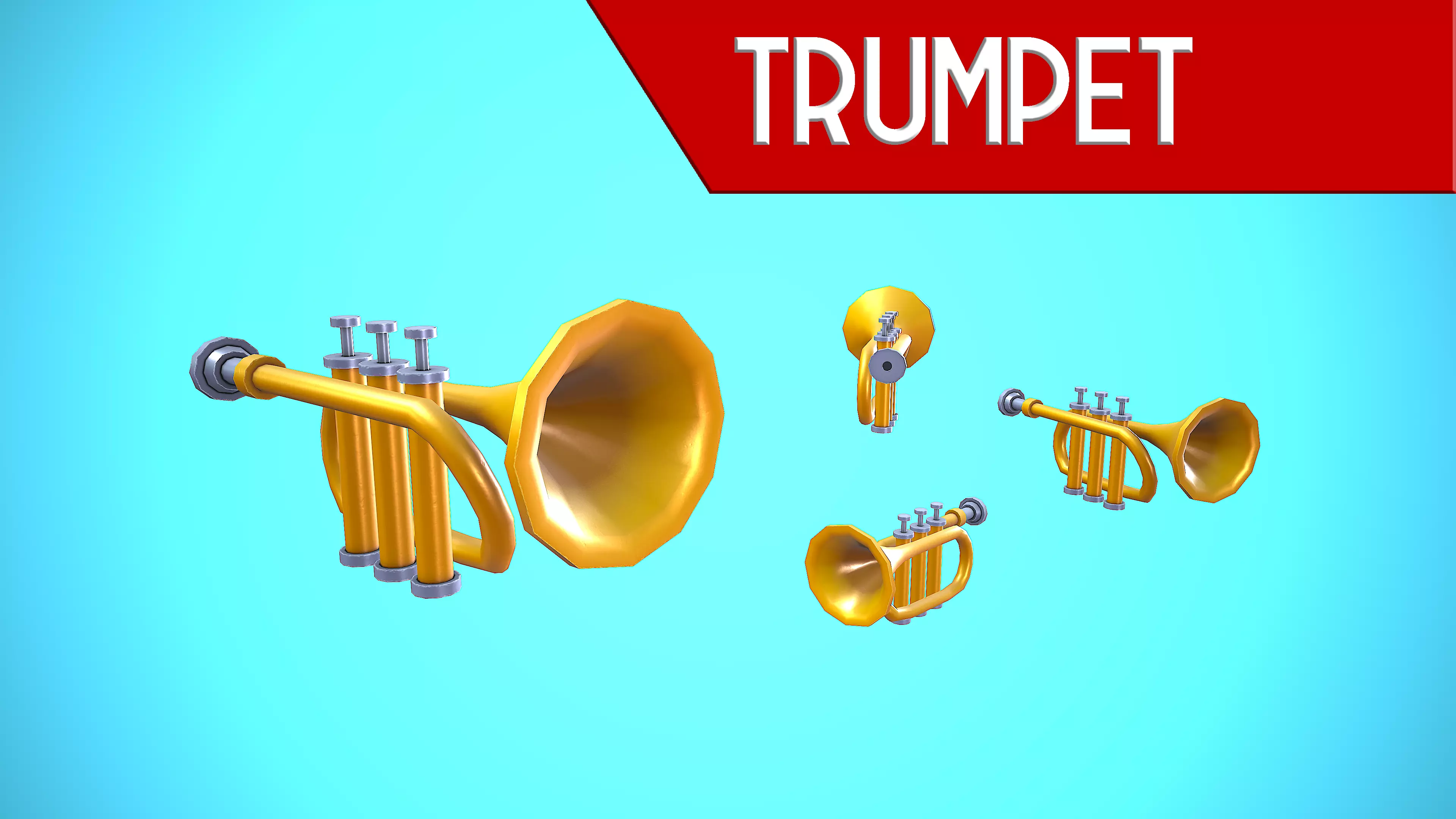 TRUMPET CARTOON STYLIZED REALISTIC Low-poly 3D model_0