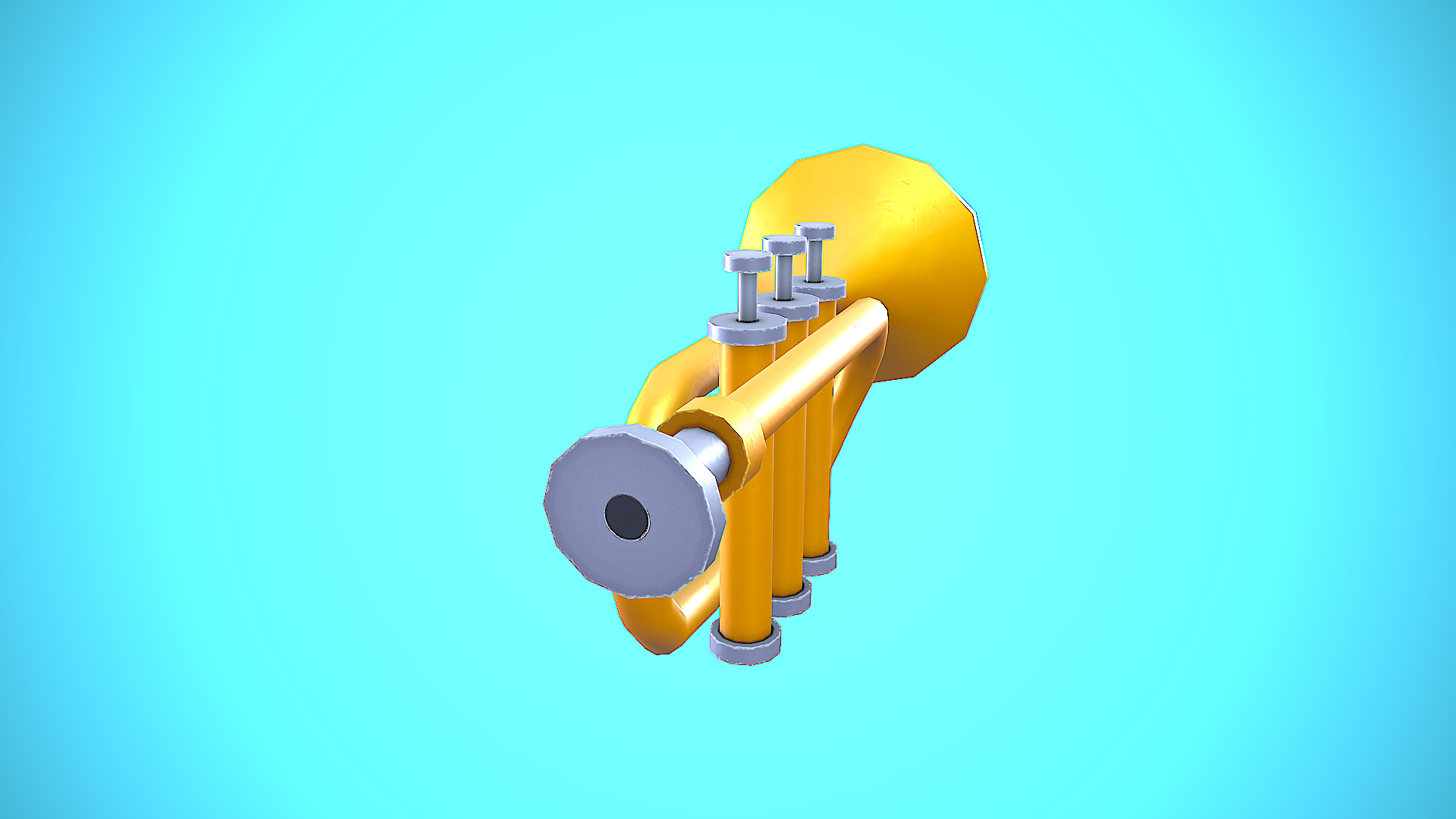 TRUMPET CARTOON STYLIZED REALISTIC Low-poly 3D model_9