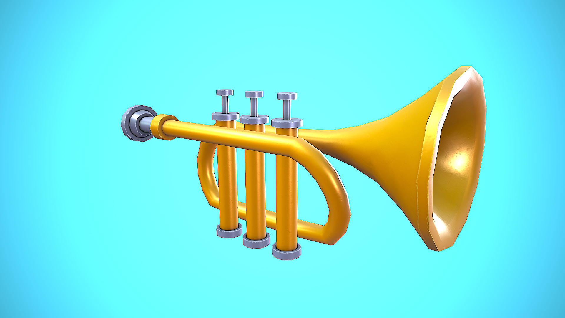 TRUMPET CARTOON STYLIZED REALISTIC Low-poly 3D model_5