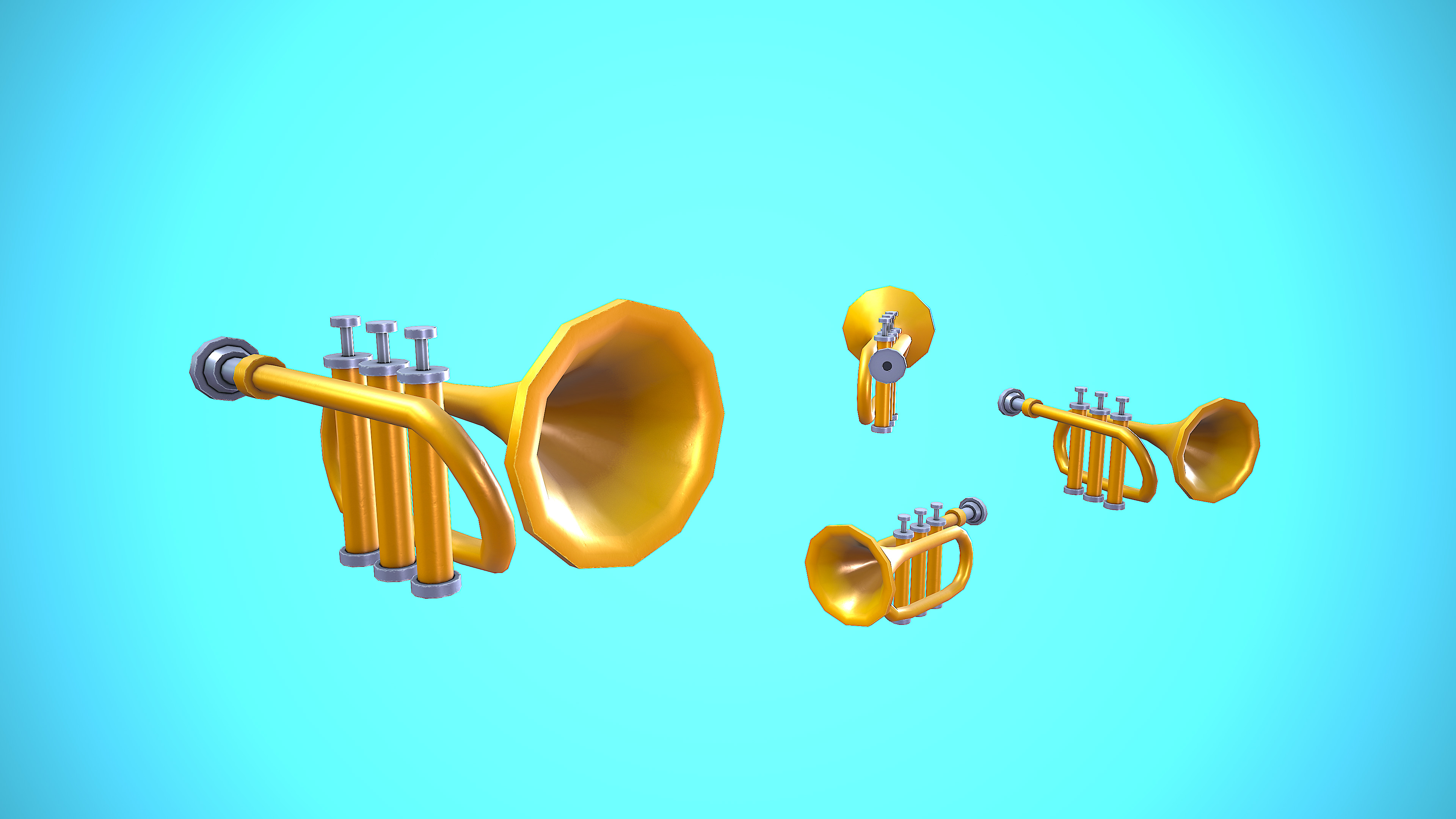 TRUMPET CARTOON STYLIZED REALISTIC Low-poly 3D model_3