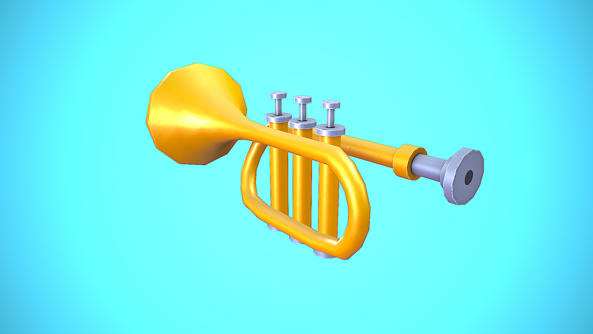 TRUMPET CARTOON STYLIZED REALISTIC Low-poly 3D model_10