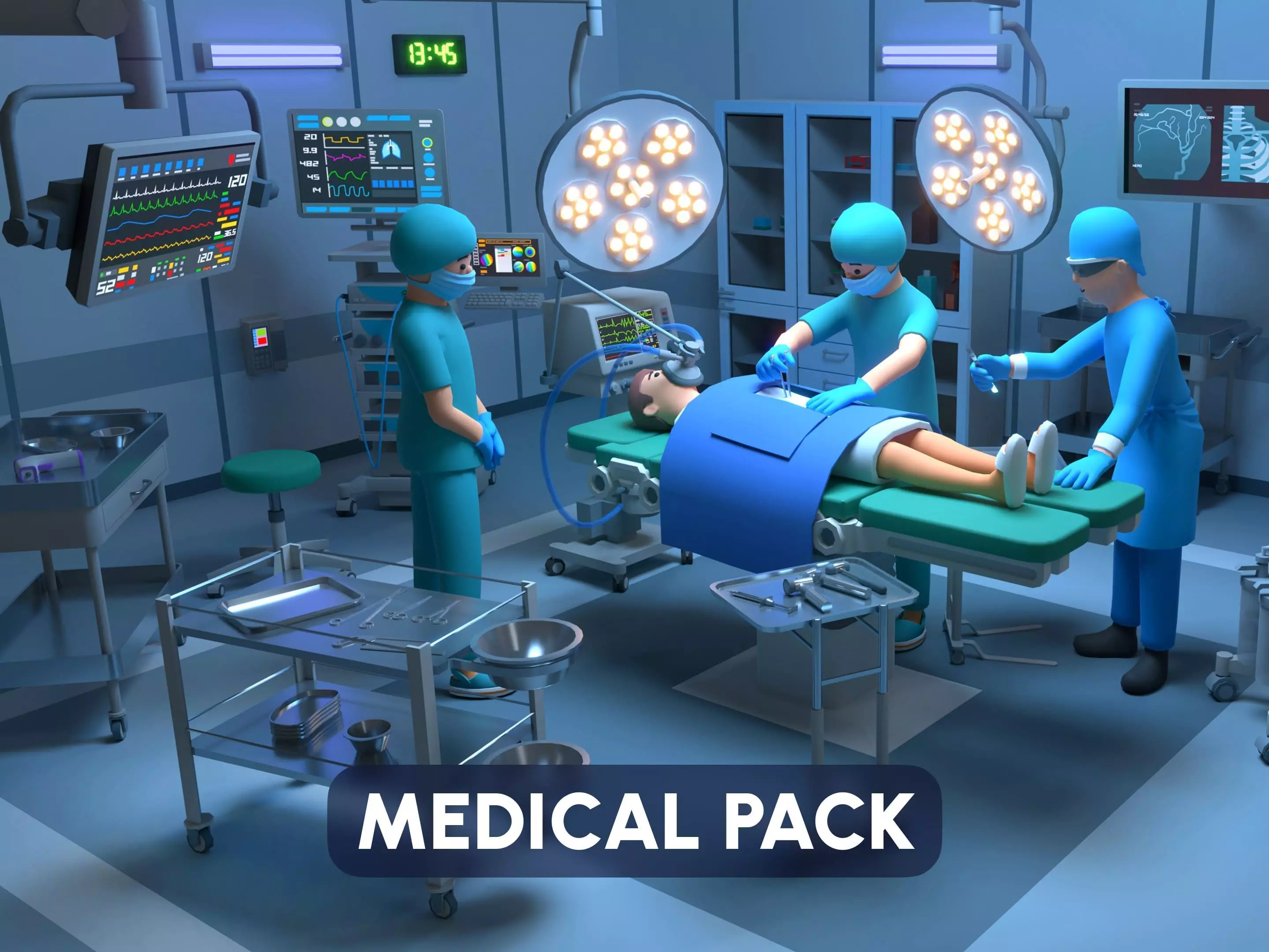 Medical Pack Low-poly 3D model_0
