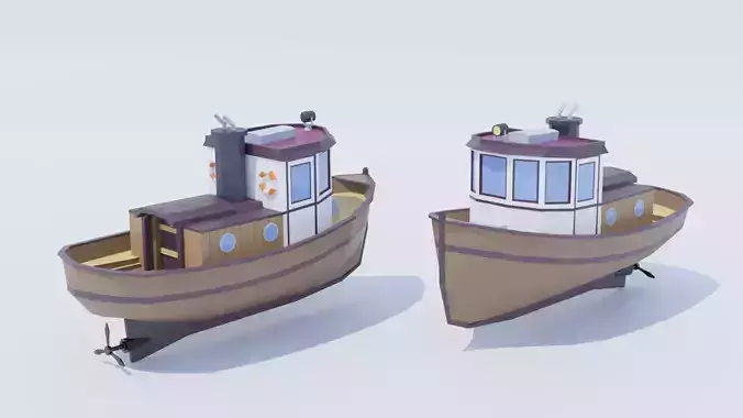 Fishing Boat Small Low Poly