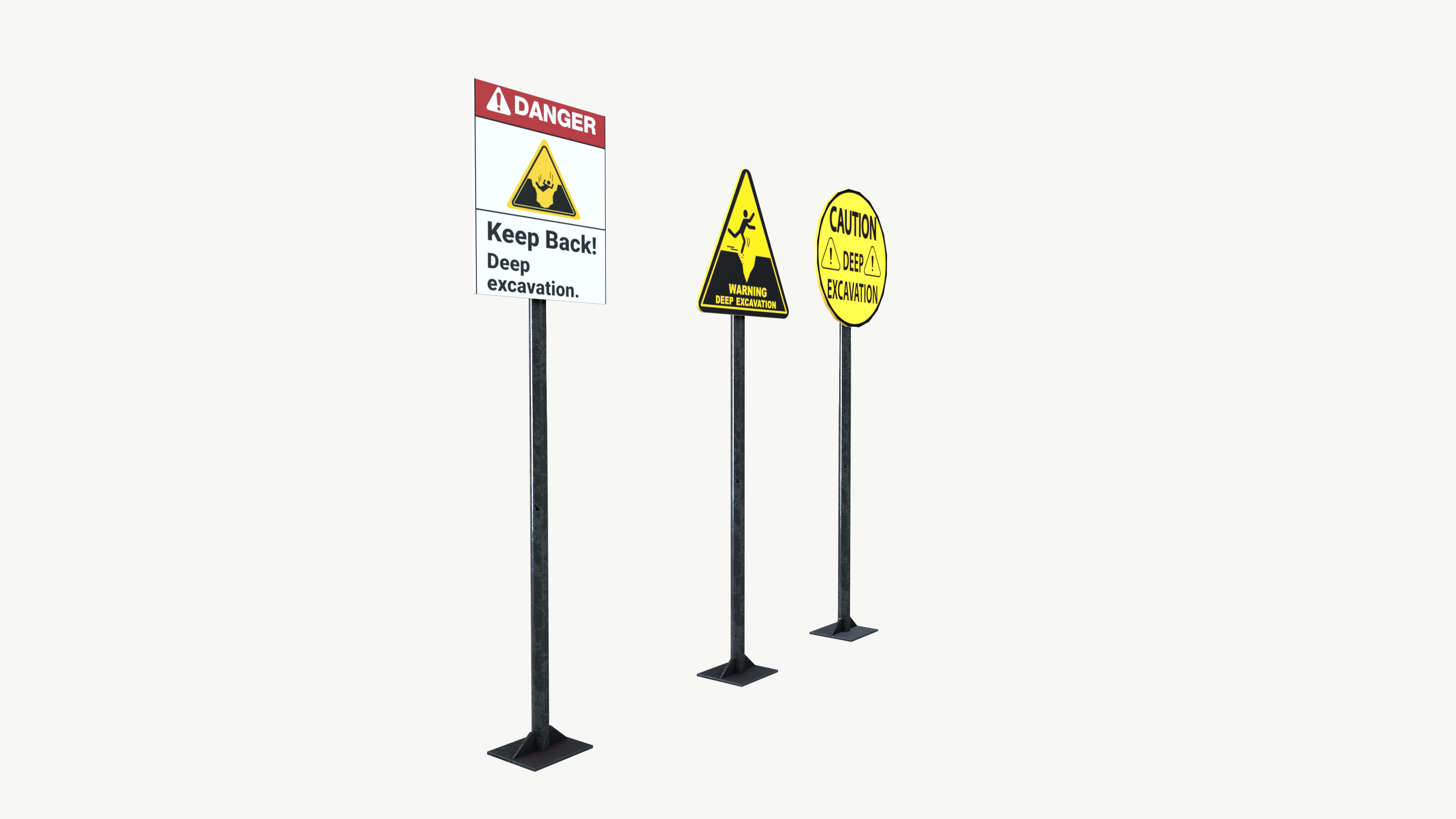 Sign Boards Low-poly 3D model_6