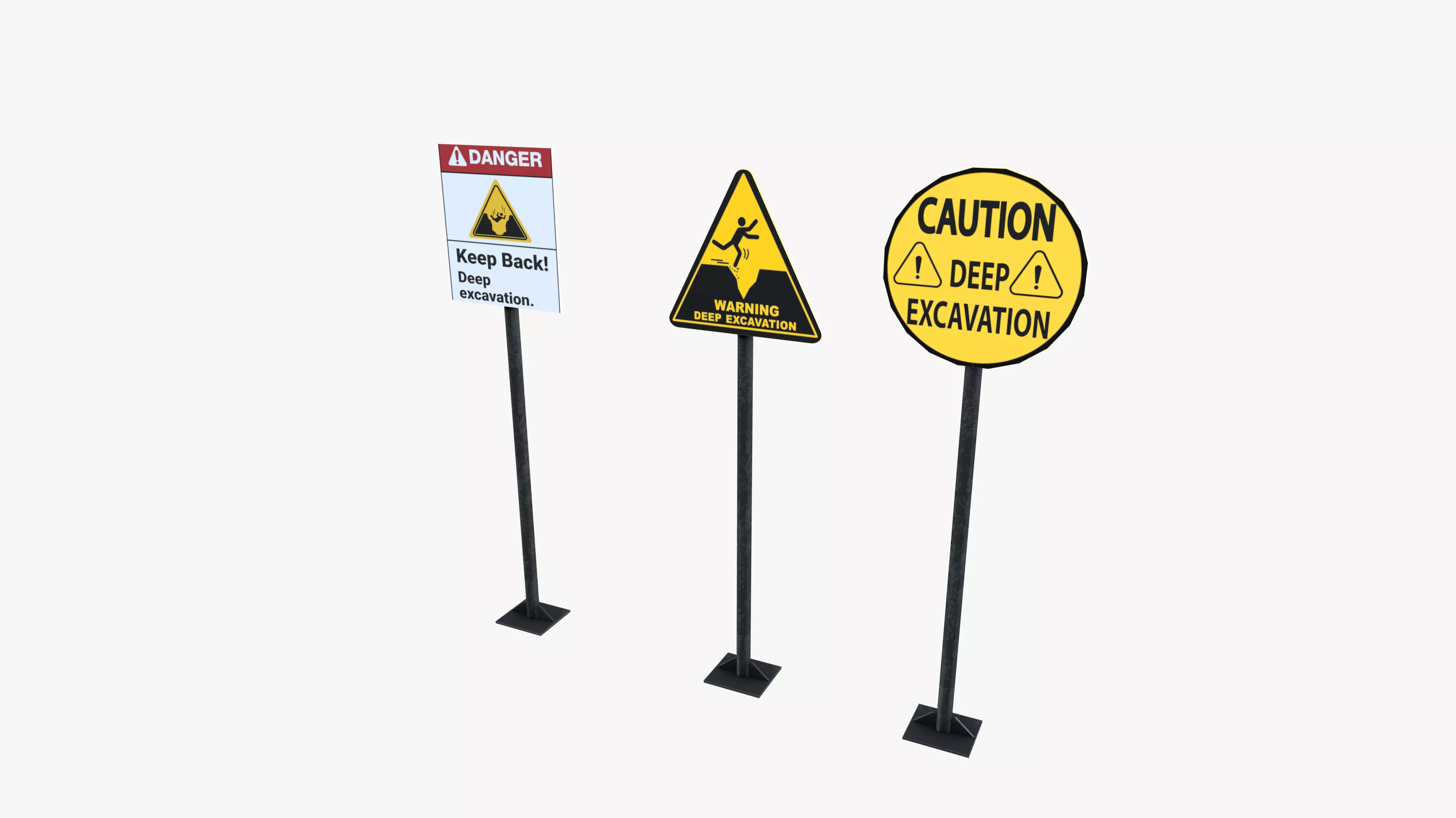 Sign Boards Low-poly 3D model_0