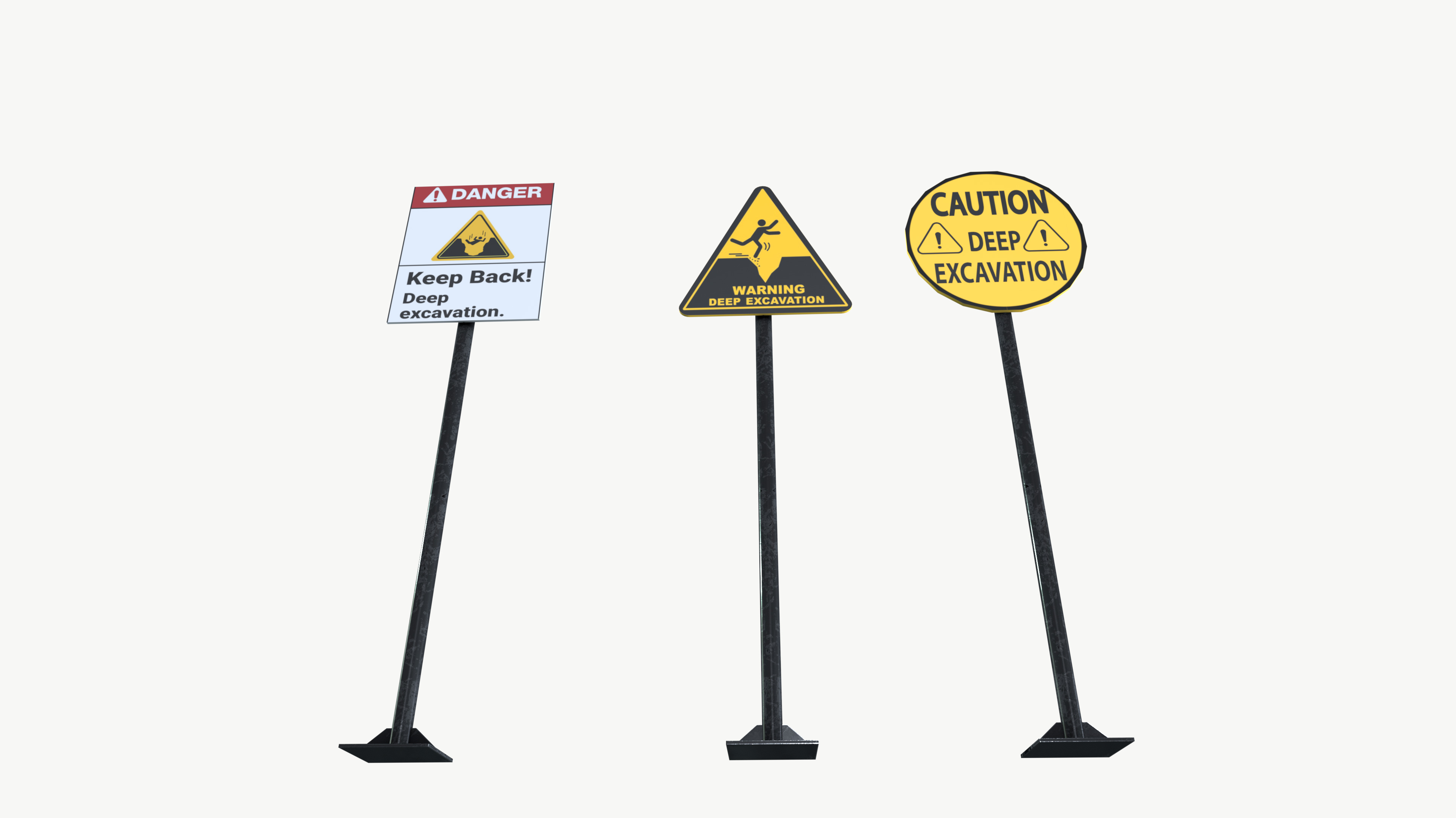 Sign Boards Low-poly 3D model_3