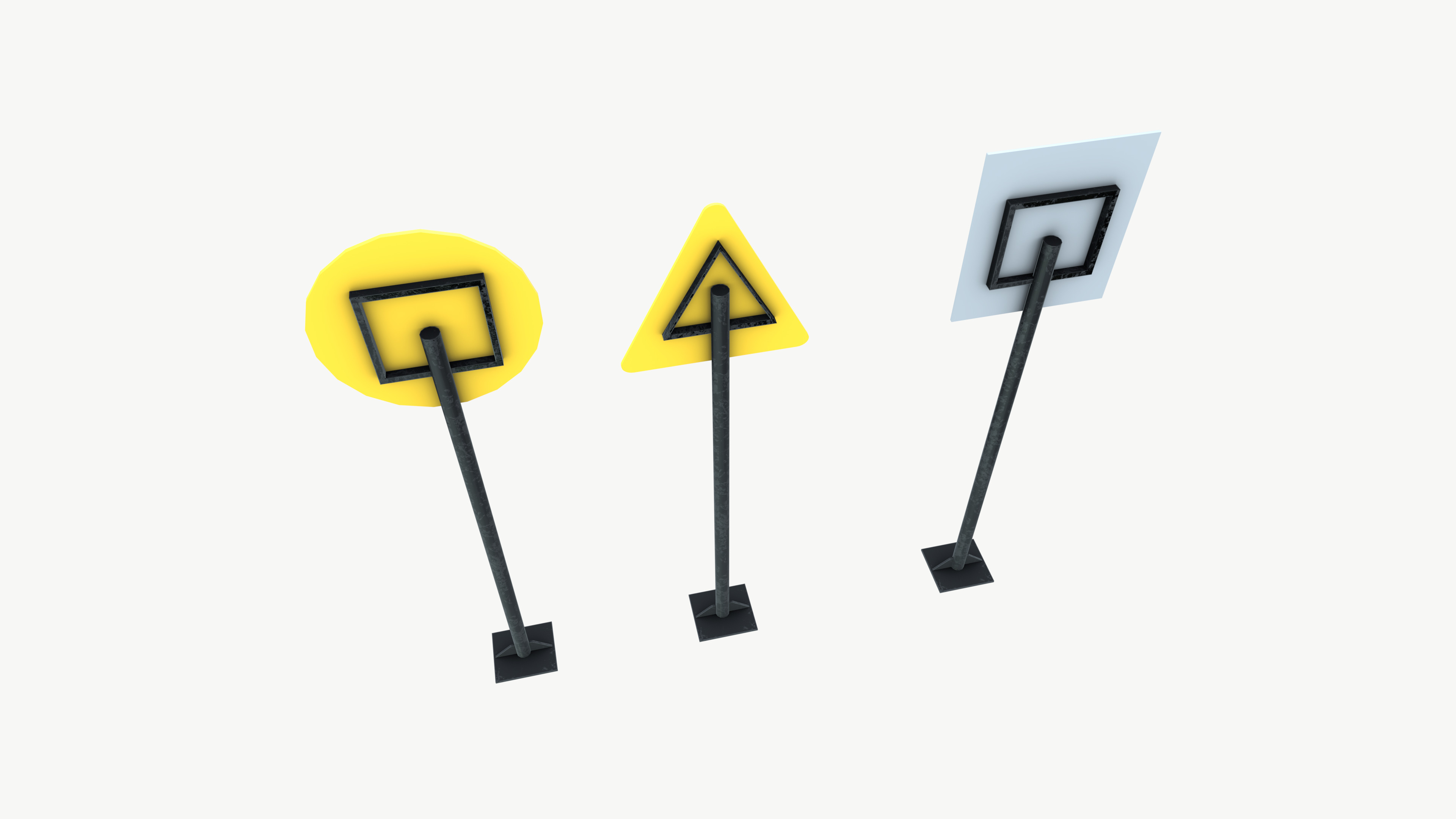 Sign Boards Low-poly 3D model_4