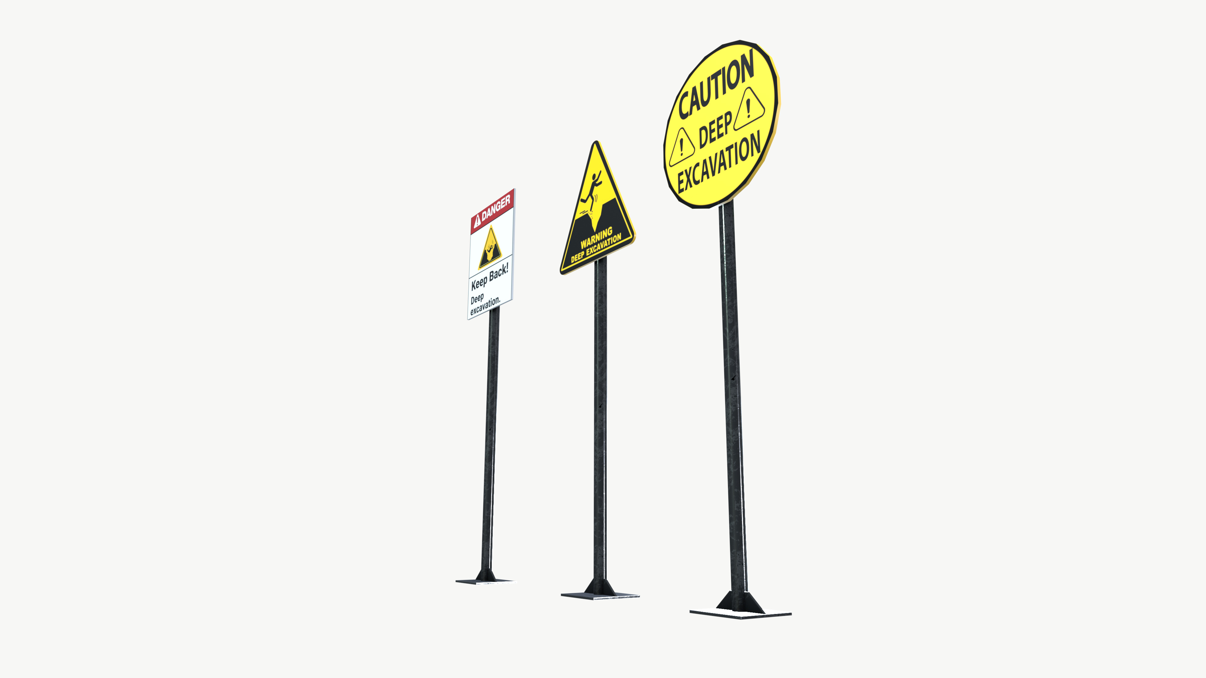Sign Boards Low-poly 3D model_5