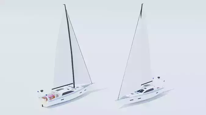 Luxury Sailing Boat Low Poly