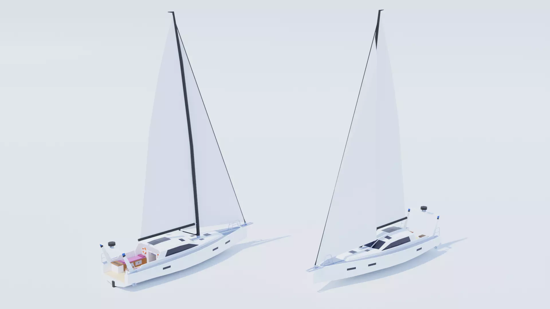 Luxury Sailing Boat Low Poly Low-poly 3D model