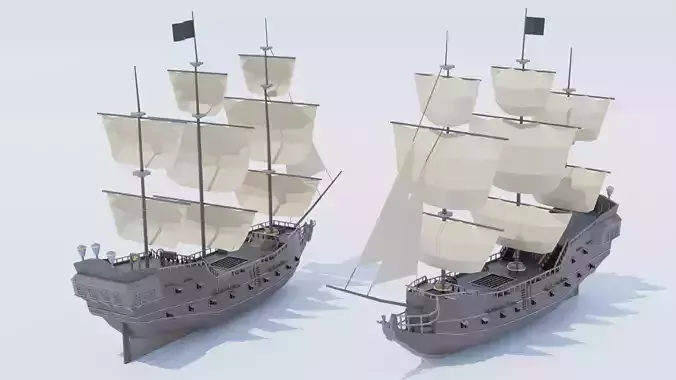 Pirate Galleon  Low Poly
