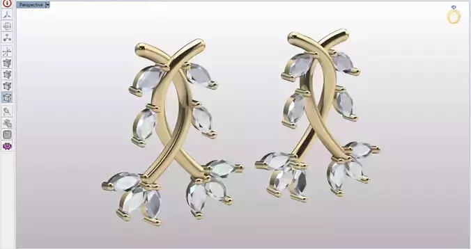 Leaves Earring with Marquise