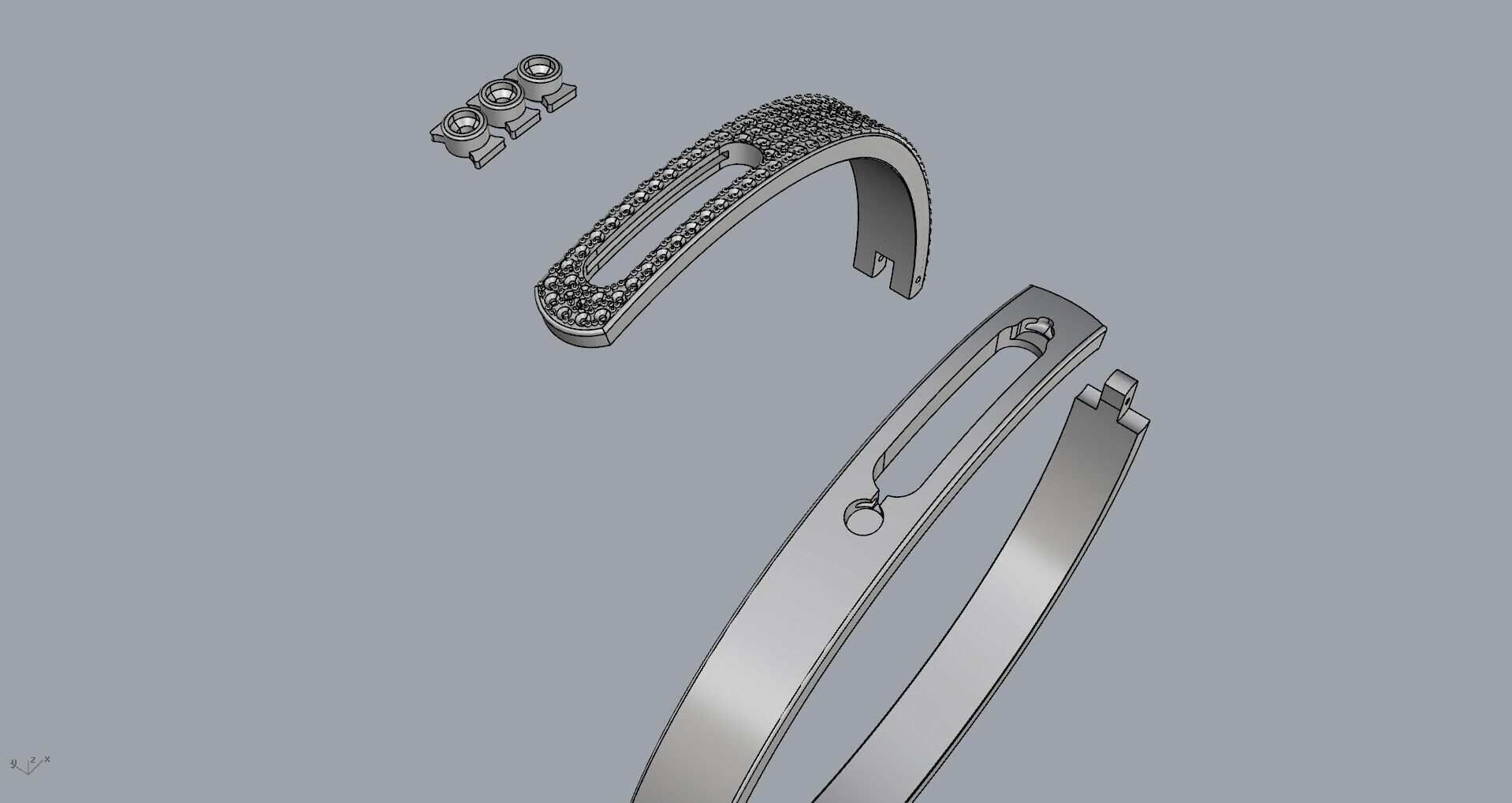 Move Paved  Bracelet with Moving Diamonds 3D print model_11