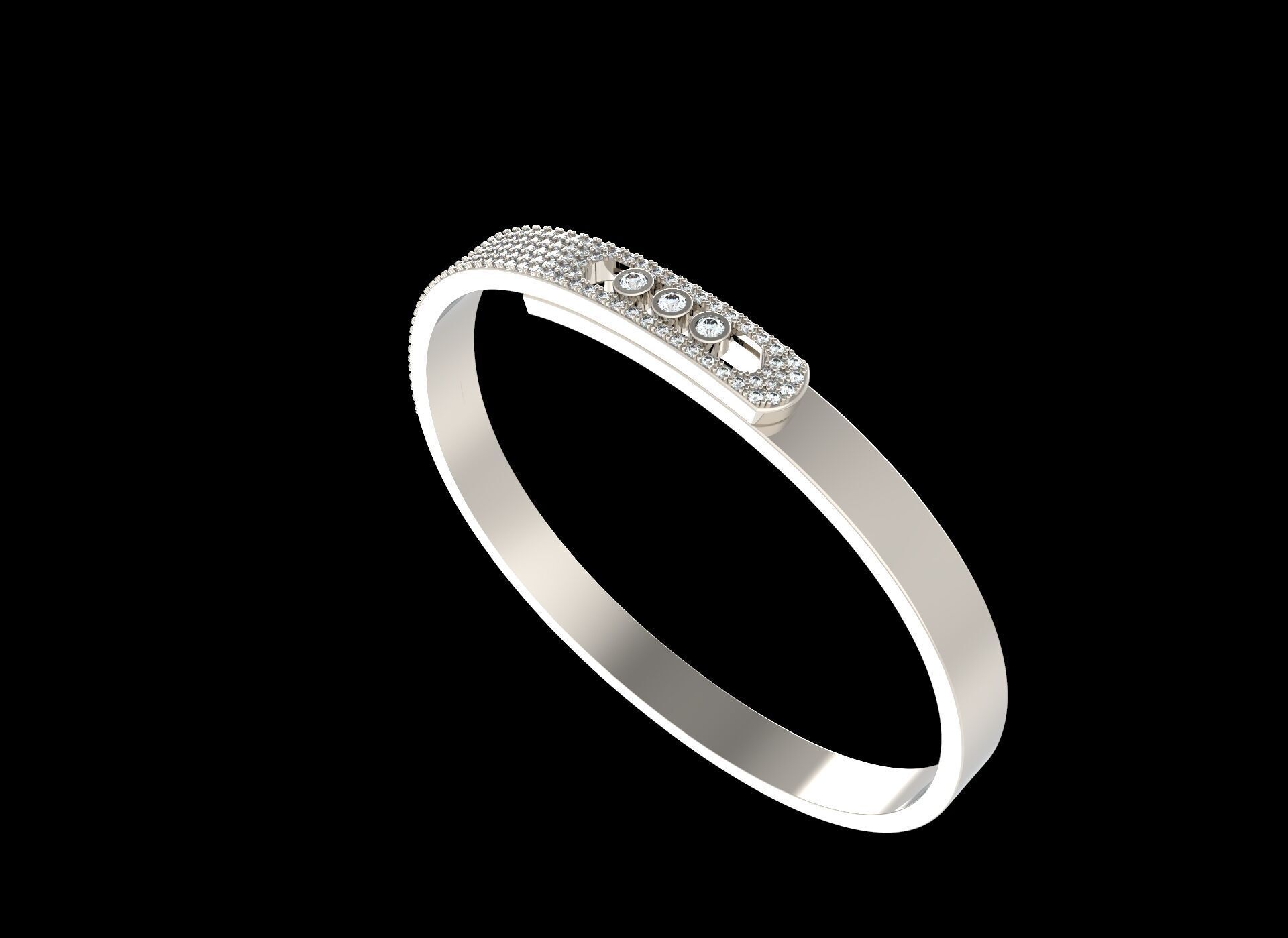 Move Paved  Bracelet with Moving Diamonds 3D print model_5