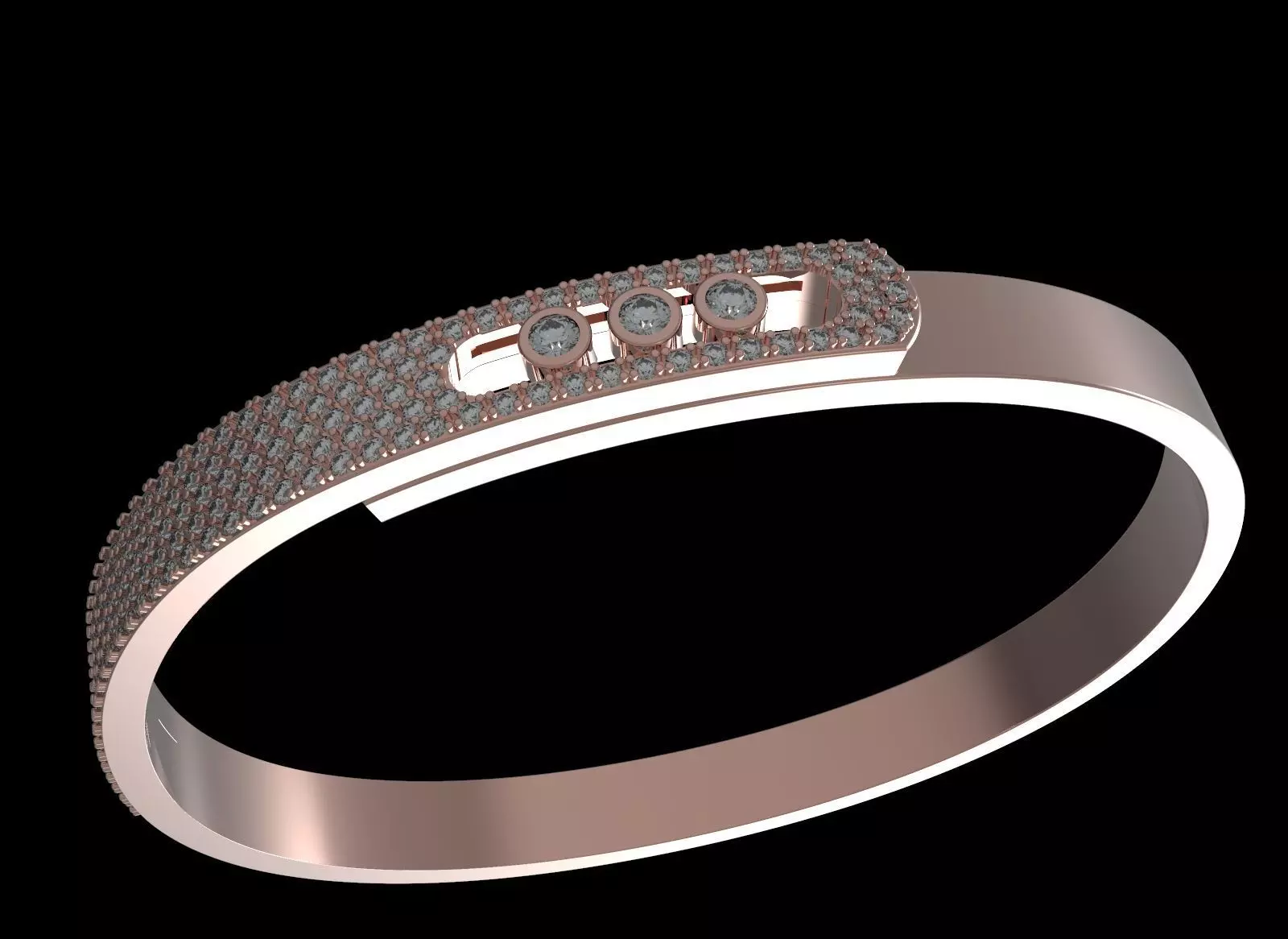 Move Paved  Bracelet with Moving Diamonds 3D print model_0