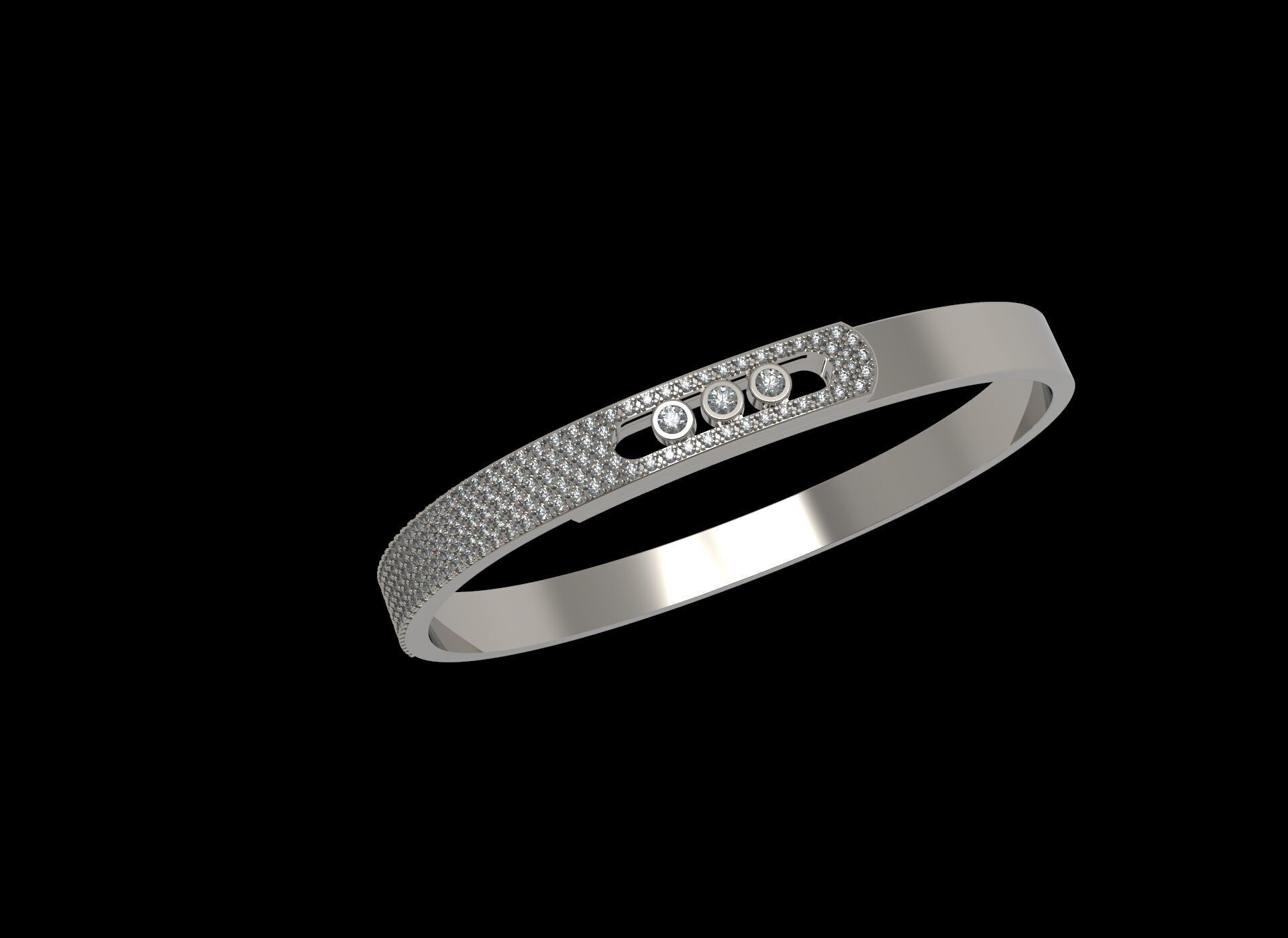 Move Paved  Bracelet with Moving Diamonds 3D print model_1