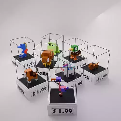 Animal Pack Isometric Voxel  Low-poly 3D model